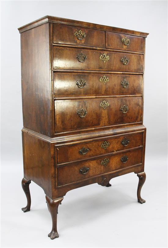 An early 18th century walnut chest on stand, W.3ft 3in. D.1ft 9in. H.5ft 2in.